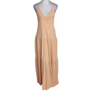 Self Contrast Peach and Gold Boho Tiered Maxi Dress Size XS NWT